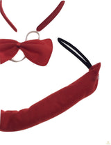 DEVIL HEADBAND Red Furry Horns Ears Marabou Trim Halloween Shiny Headpiece - Side View