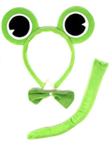 Charming Green Frog Headband with Bow for Halloween Celebrations - Front View