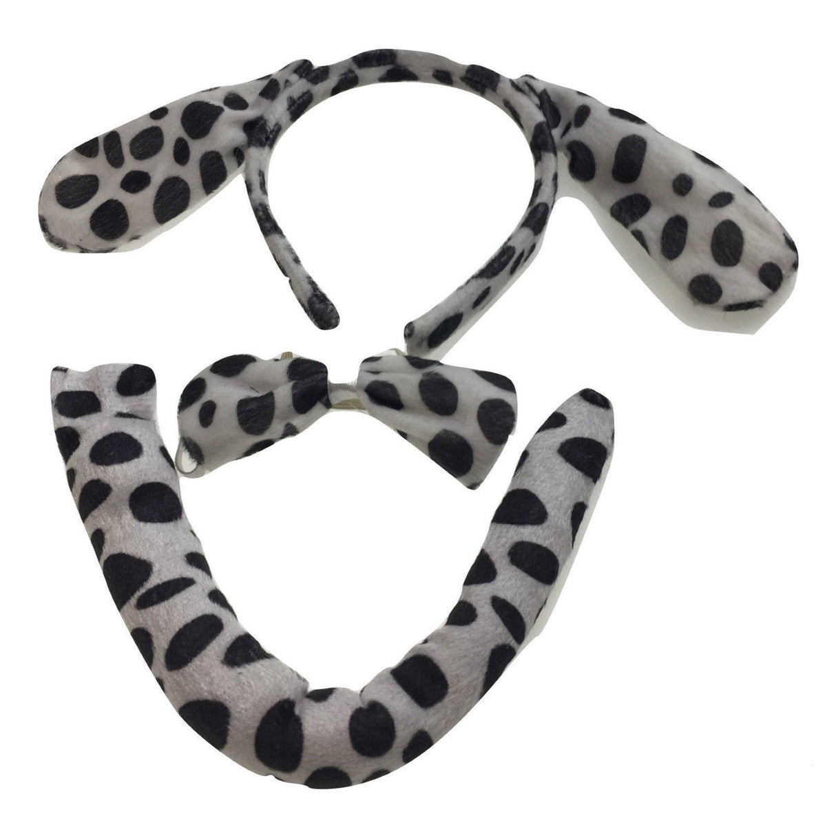 Dalmatian Dog Costume Accessory Set - Headband, Bow, and Tail for Halloween Fun - 3 Pieces