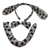 Dalmatian Dog Costume Accessory Set - Headband, Bow, and Tail for Halloween Fun - 3 Pieces - Top-Down View