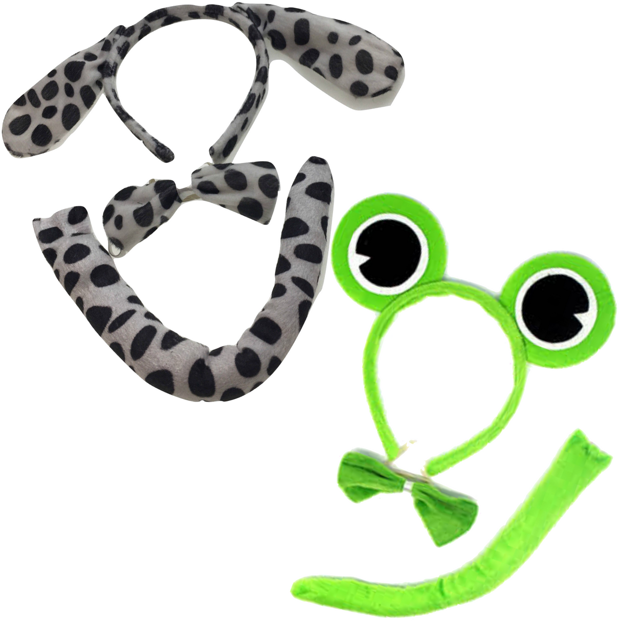 Adorable 2-Piece Animal Headband Set with Bow Tail for Dog & Frog Ears - Perfect for Halloween Parties!