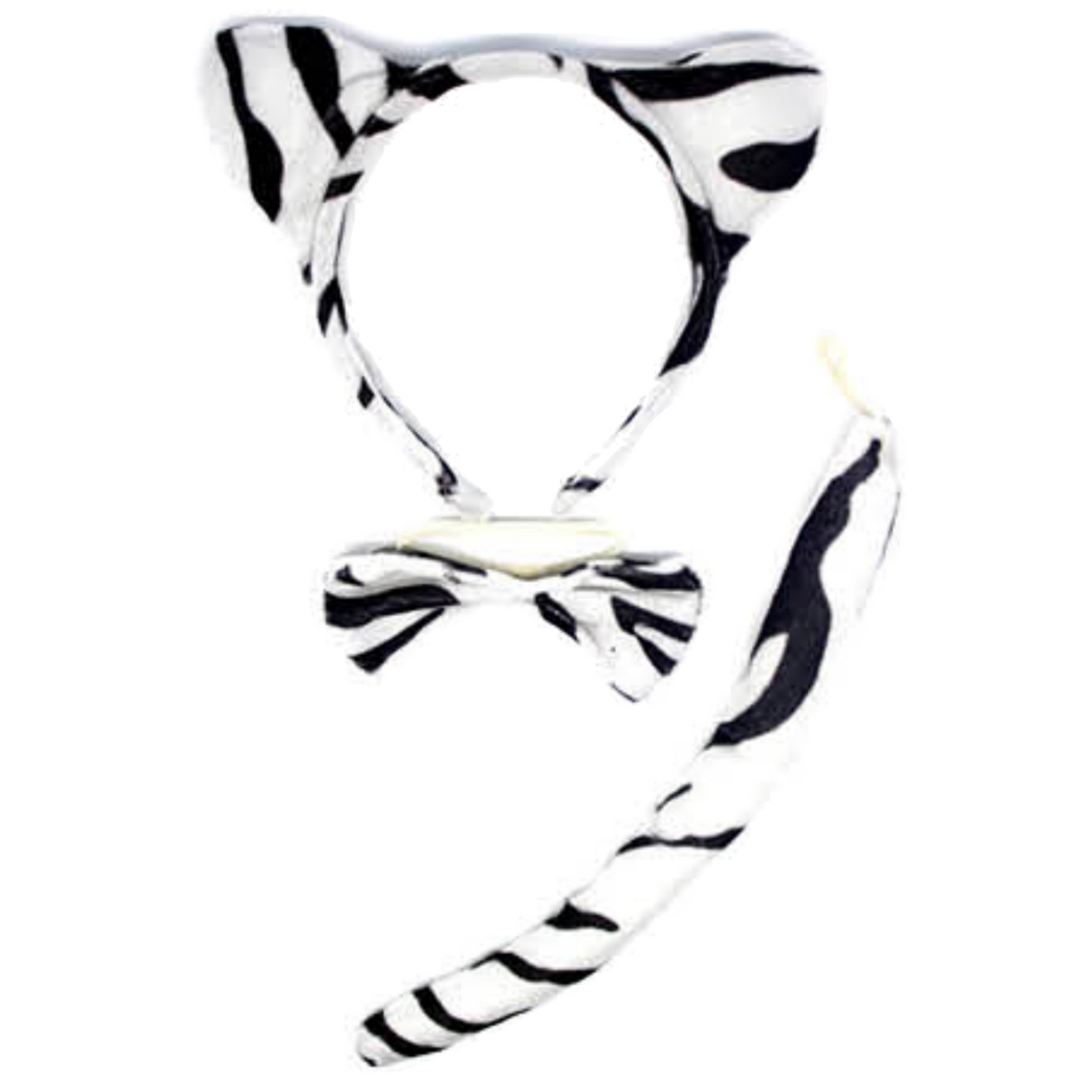 Adorable 2pc Animal Headband Set with Bow and Tail - Rabbit & Zebra Ears for Halloween Fun