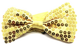 GLITTER SEQUIN BOW TIE Costume Fancy Dress Dance Fancy Shiny Party Bowtie - Yellow - Front View