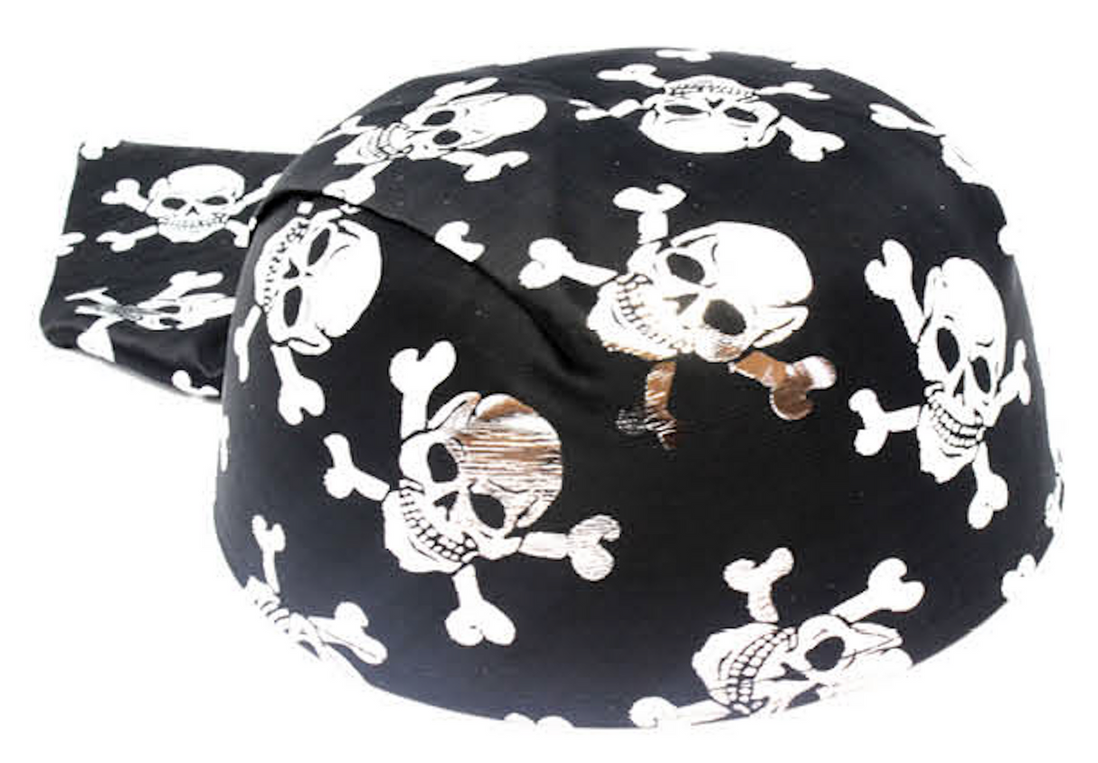 Caribbean Buccaneer Bandana Hat Accessory - Black/Silver