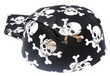 Caribbean Buccaneer Bandana Hat Accessory - Black/Silver - Front View