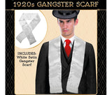 Men's 1920s Retro Gangster White Silk Scarf with Tassels for Costume Parties