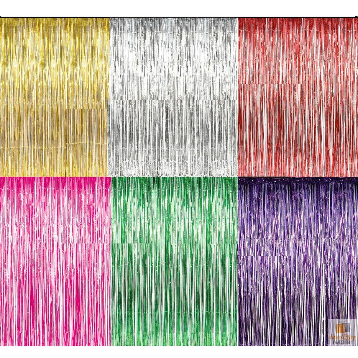 Tinsel Curtain Foil Metallic Fringe Backdrop Party Door Decorations - (200cm x 100cm) - Green