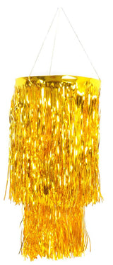 Elegant Gold 2-Tier Tinsel Foil Chandelier Decoration for Parties