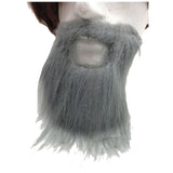 Faux Grey Moustache and Party Beard for Halloween Costume - Adjustable Fancy Dress Facial Hair - Top-Down View