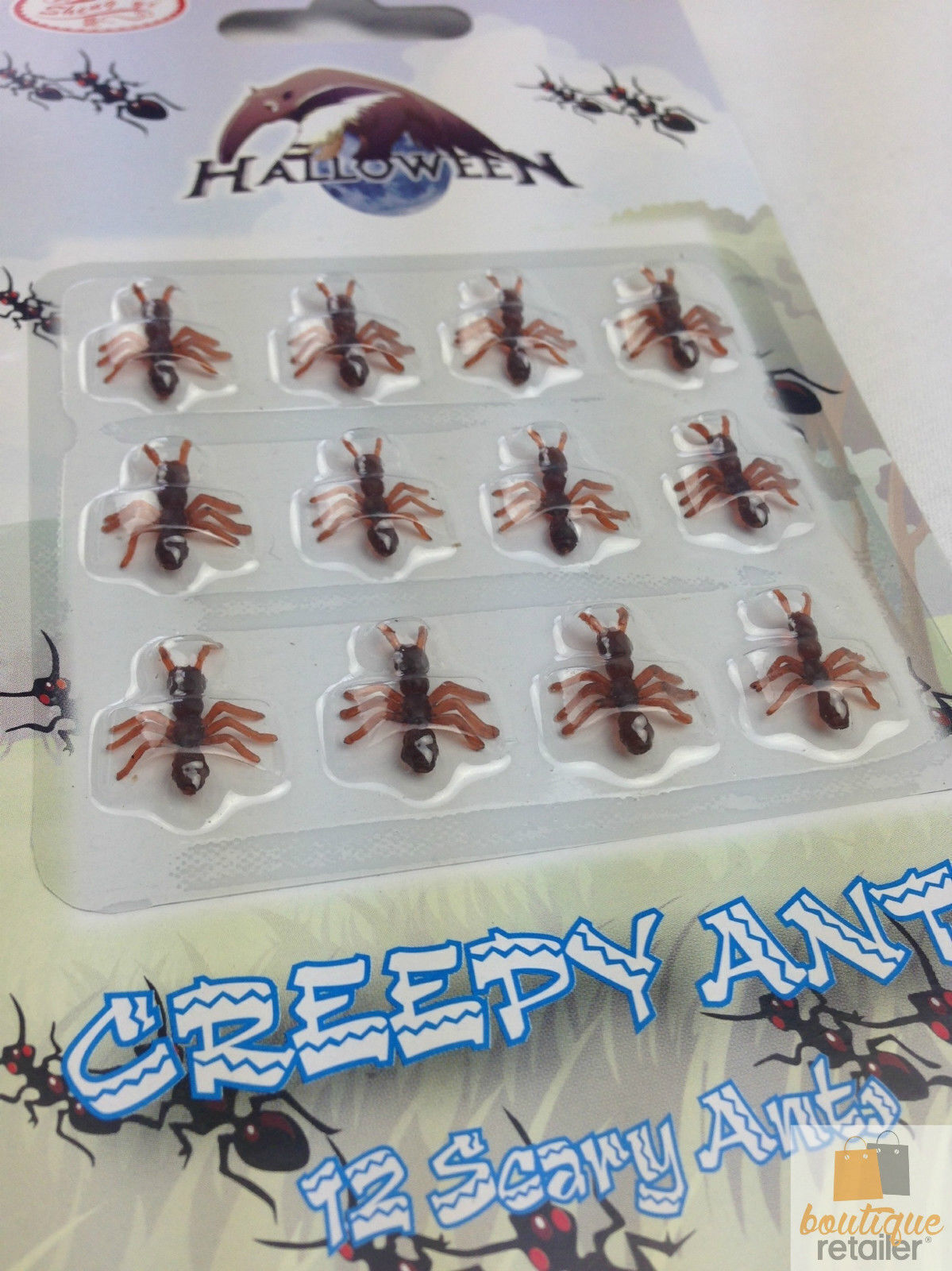 Creepy Crawly Mini Ants - Fun Halloween Prank Toy Set for Scaring Friends - 12 Pack