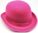 Hot Pink Vintage Bowler Hat for Parties, Costumes, and Dance Performances - Front View