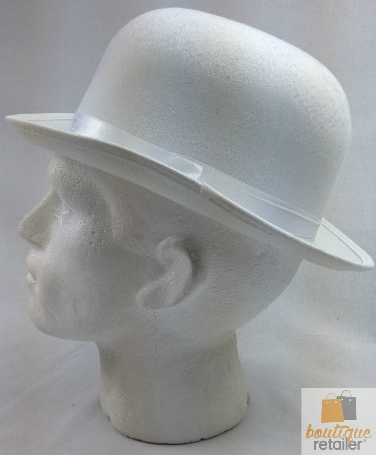 Vintage White Bowler Hat for Party Costumes, Derby Events, Halloween, and Dance Performances