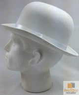 Vintage White Bowler Hat for Party Costumes, Derby Events, Halloween, and Dance Performances