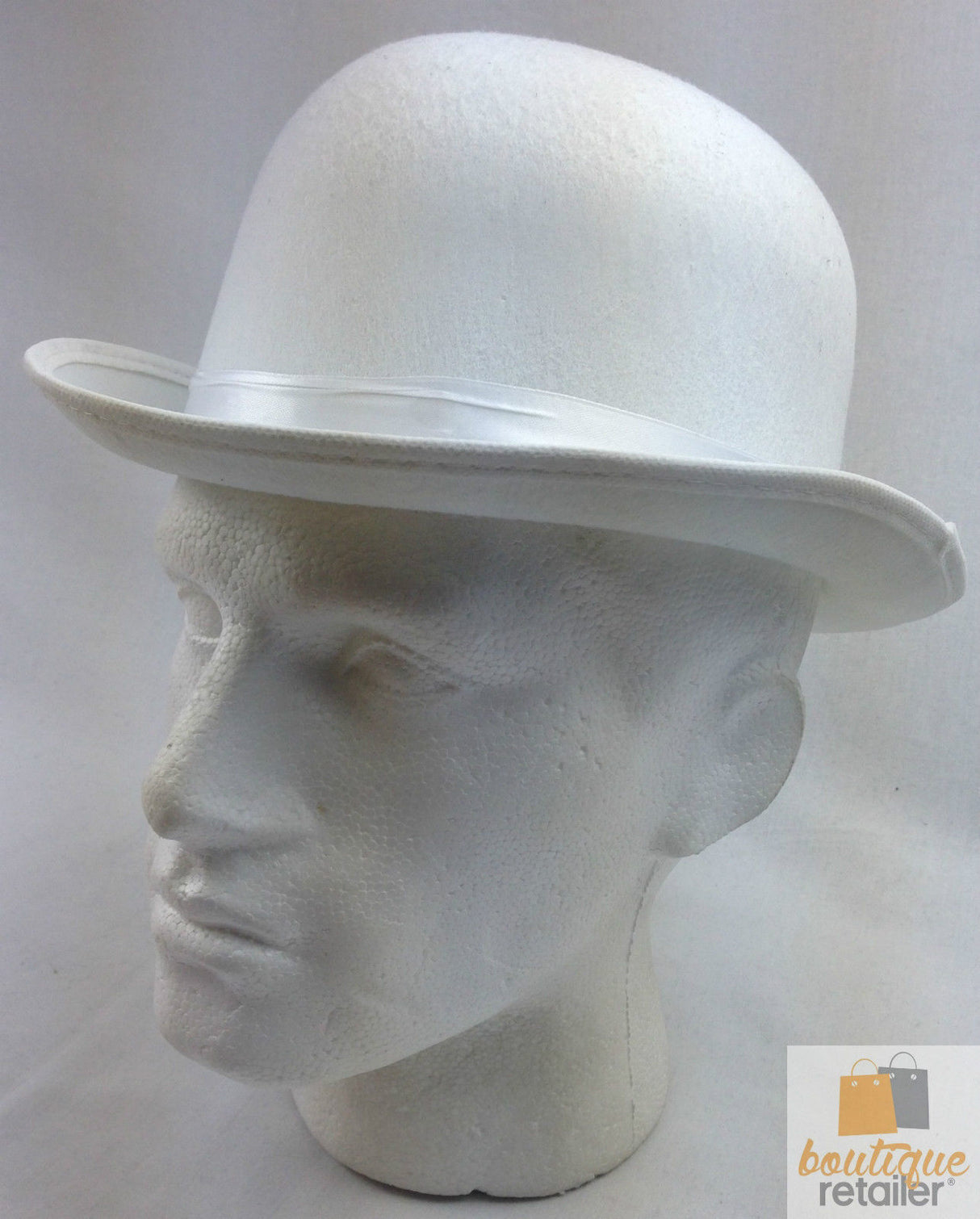 Vintage White Bowler Hat for Party Costumes, Derby Events, Halloween, and Dance Performances