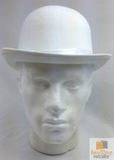 Vintage White Bowler Hat for Party Costumes, Derby Events, Halloween, and Dance Performances