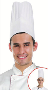 CHEFS HAT Chef Master Kitchen Cooking Baker Cap Costume Fancy BBQ Party - White - Front View