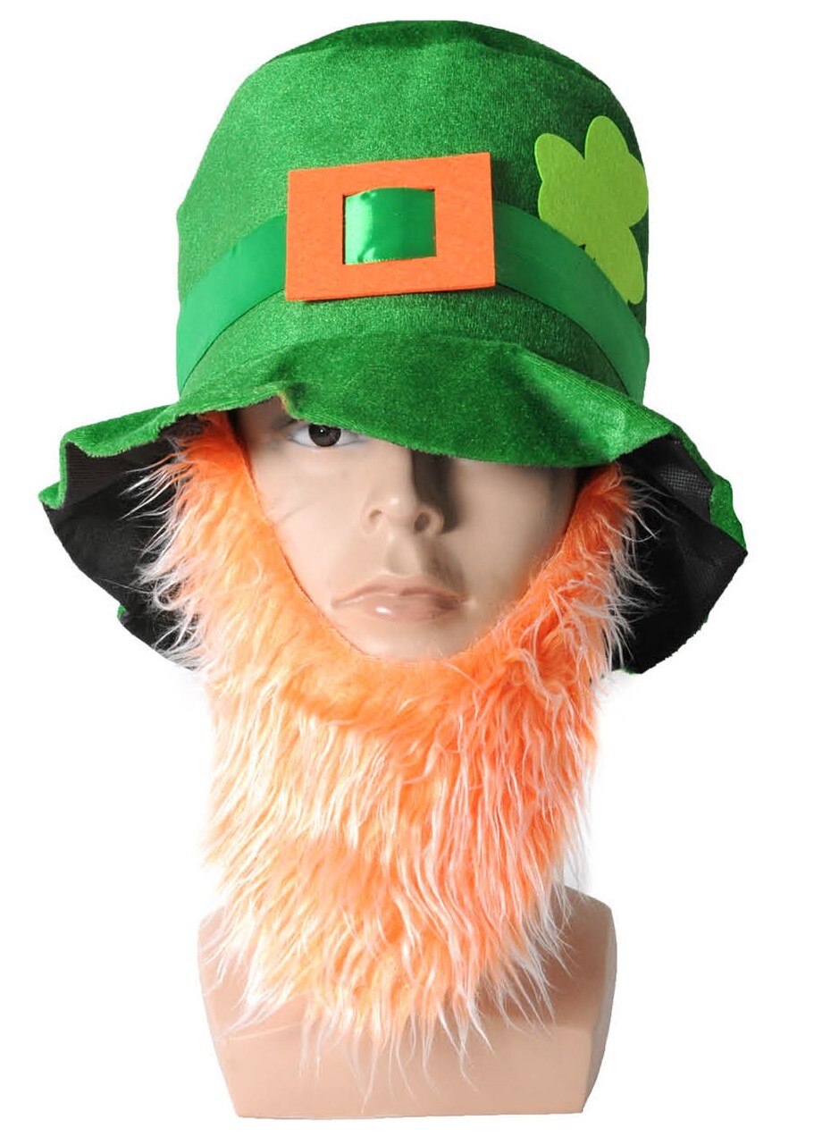 Festive Green St. Patrick's Day Hat with Beard - Perfect Costume Accessory for Irish Celebrations