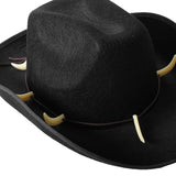 Crocodile Dundee-Style Black Cowboy Hat – Adjustable Chin Cord for Outback & Western Themes - Top-Down View