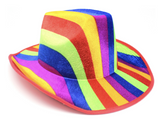 Colorful Rainbow Trilby Fedora Hat for LGBT Pride and Costume Parties - Top-Down View