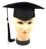 Deluxe GRADUATION HAT Mortar Board Graduate Bachelor Academic Cap School - Black - Front View