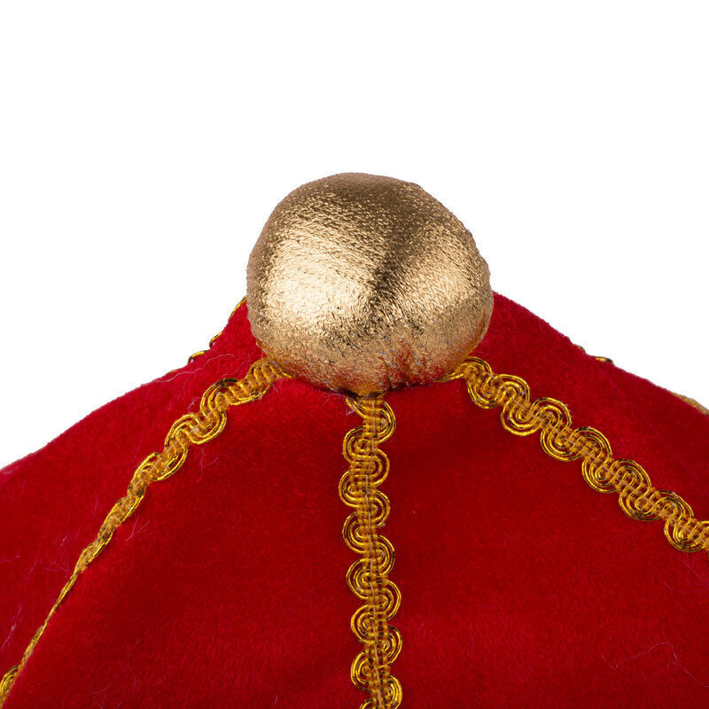 Regal Crown Costume Hat for Halloween - Soft Gold and Red King’s Cap Accessory