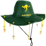 Australian Cork Hat – Green with Gold Kangaroo Embroidery Aussie Australia Day - Front View