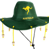 Australian Cork Hat – Green with Gold Kangaroo Embroidery Aussie Australia Day - Side View