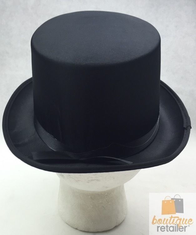 Elegant Satin Top Hat for Costume Parties - Black Trilby Fedora, One Size Fits Most