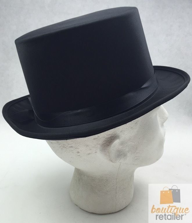 Elegant Satin Top Hat for Costume Parties - Black Trilby Fedora, One Size Fits Most