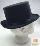 Elegant Satin Top Hat for Costume Parties - Black Trilby Fedora, One Size Fits Most - 45-Degree Angle