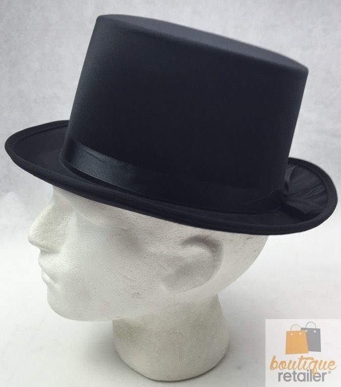 Elegant Satin Top Hat for Costume Parties - Black Trilby Fedora, One Size Fits Most