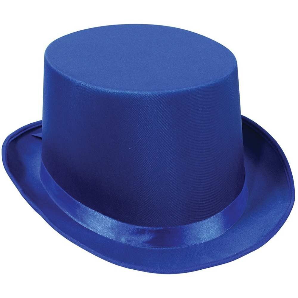 Blue Satin Trilby Fedora Top Hat - One Size Fancy Dress Party Cap