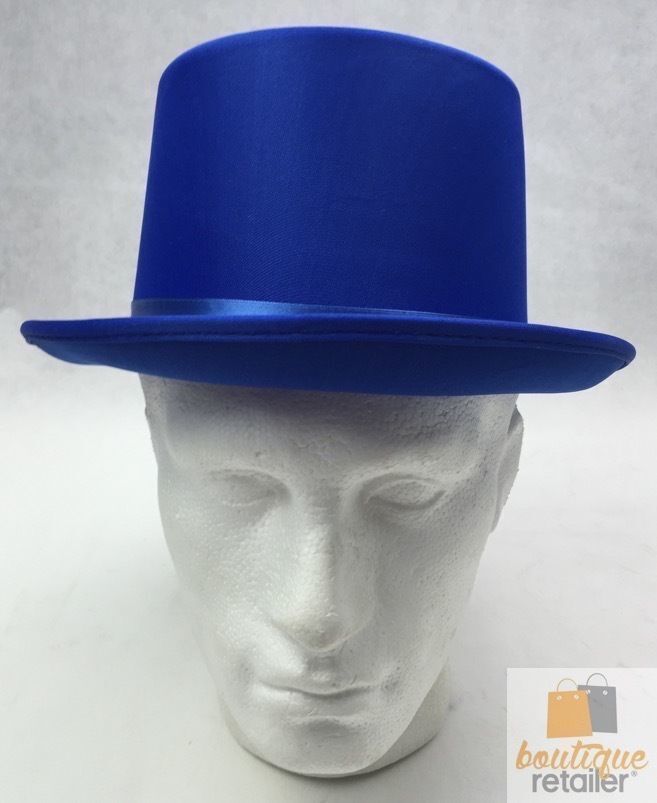 Blue Satin Trilby Fedora Top Hat - One Size Fancy Dress Party Cap