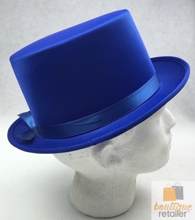 Blue Satin Trilby Fedora Top Hat - One Size Fancy Dress Party Cap