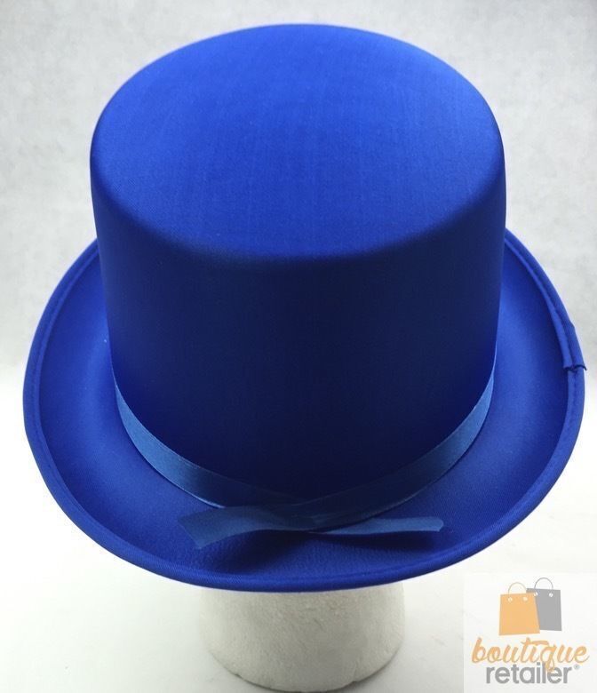 Blue Satin Trilby Fedora Top Hat - One Size Fancy Dress Party Cap