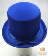 Blue Satin Trilby Fedora Top Hat - One Size Fancy Dress Party Cap - 45-Degree Angle