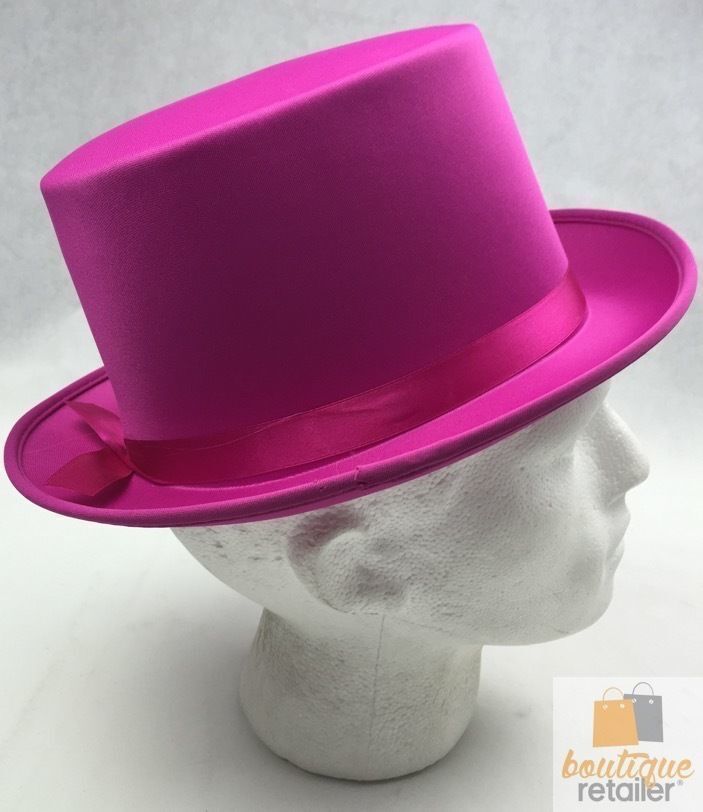 Hot Pink Satin Trilby Fedora Hat - Perfect for Costume Parties and Fancy Dress