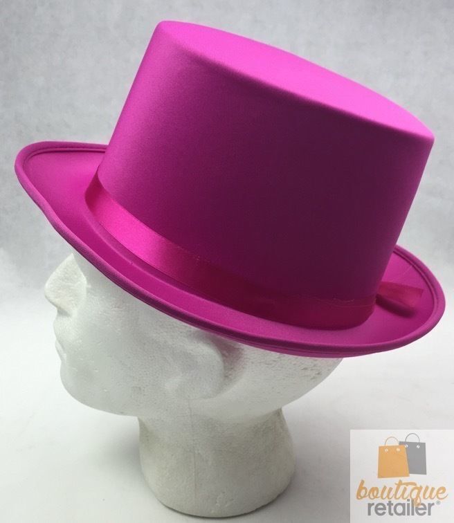 Hot Pink Satin Trilby Fedora Hat - Perfect for Costume Parties and Fancy Dress