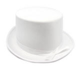 White Satin Trilby Fedora Top Hat - Fancy Dress Costume Party Cap, One Size Fits Most