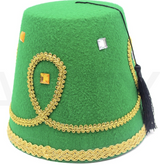 Fabulous Deluxe Turkish Fez Hat in Red and Green for Costume Parties - One Size Fits Most