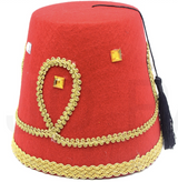 Deluxe Moroccan Fez Hat in Red and Green for Costume Parties - One Size Fits Most - Front View