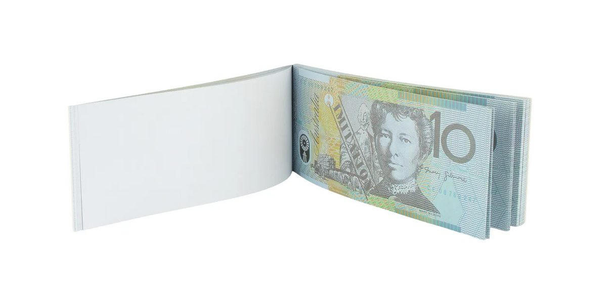 Fun $10 Australian Money Note Notepad - 50 Realistic Sheets for Creative Use