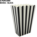 Classic Black Popcorn Boxes - Set of 6 for Weddings and Events