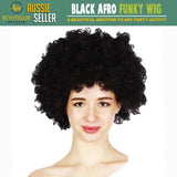 FANCY DISCO BLACK AFRO WIG - Deluxe Jumbo Curly Costume Hair for 70s & 80s Parties - Front View