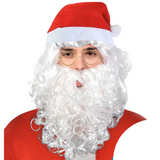 Adult Mens Santa Wig Hat Beard Set Christmas Claus Xmas Costume Party - Front View