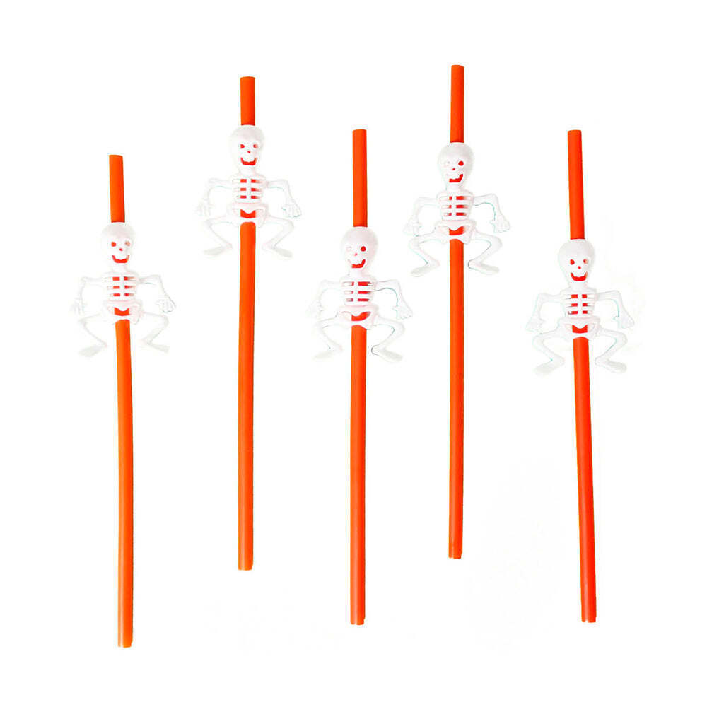 Halloween Orange Skeleton Pumpkin Straws for Festive Fun