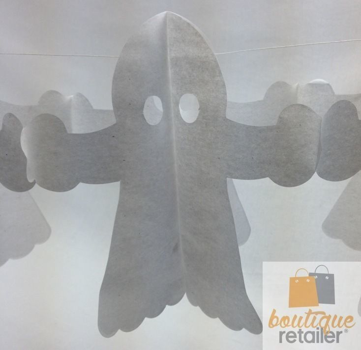 HALLOWEEN PAPER GARLAND Ghost Horror Decoration 1.8m Party Props Decor White