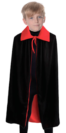 Halloween Youth Red and Black Long Cloak Costume for Witch, Ghost, and Vampire - Ages 10-14