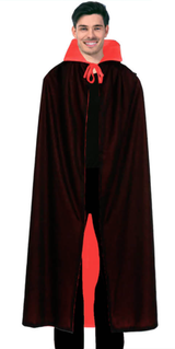 Gothic Red and Black Vampire Cape for Halloween Costume Parties - Front View