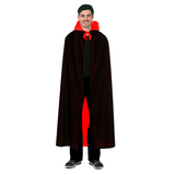 Gothic Red and Black Vampire Cape for Halloween Costume Parties - Side View